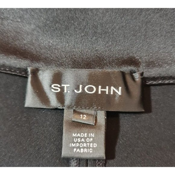 ST.JOHN Womens Straight Leg Trouser Size 12 Black Bow Tie Waist Size Up  262P - Picture 3 of 4